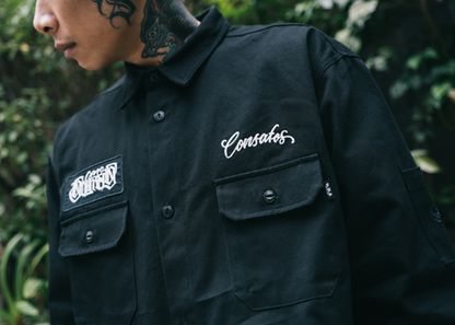 Black Long Sleeve Work Shirt V1050