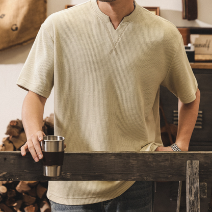 Retro Striped V-Neck T-Shirt V0911