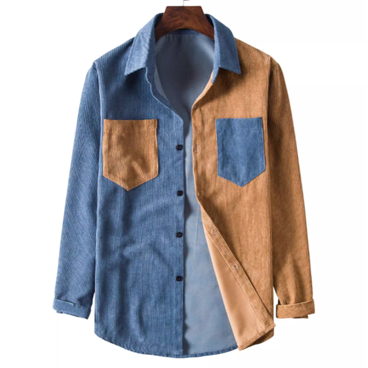 Corduroy bicolor block shirt V0387