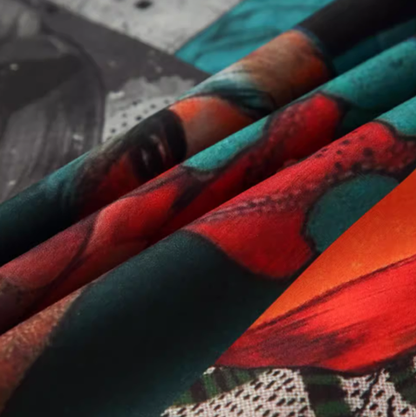 Cuban collar print short sleeve shirt V0546