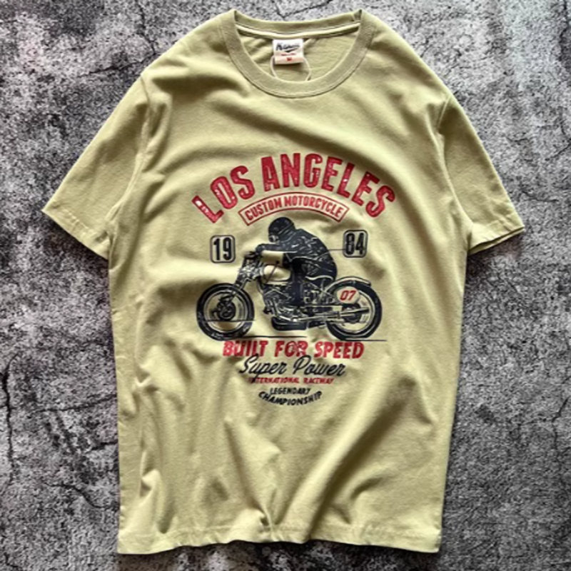 American retro bike logo T-shirt V0466