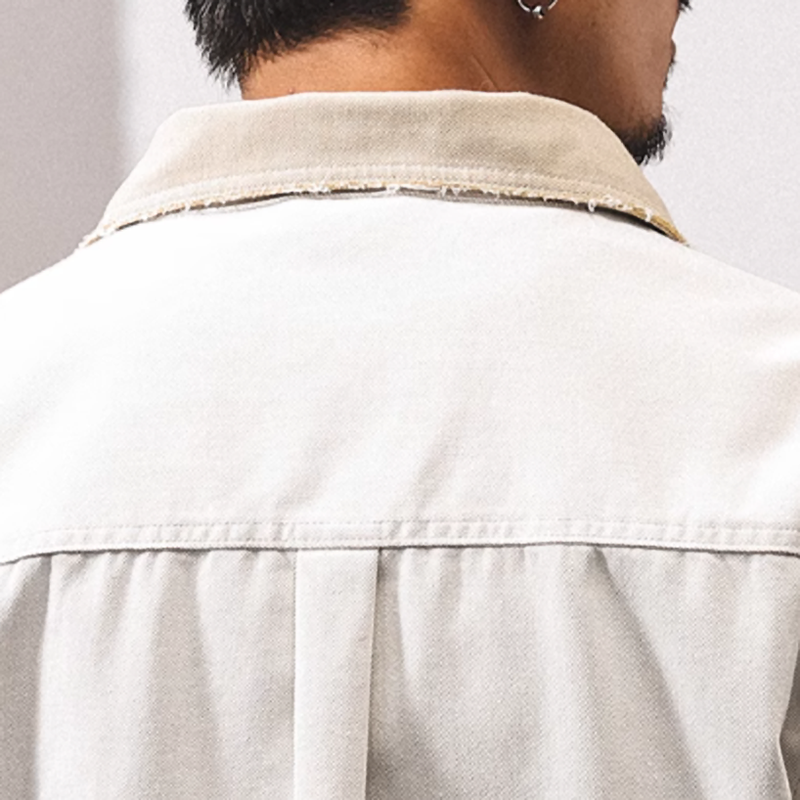 Distressed retro work shirt V0689