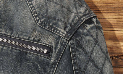 Stand Collar Retro Denim Jacket V0894