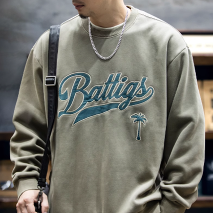 Fleece-lined retro logo sweatshirt V0203