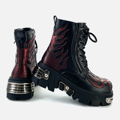 Punk Flame Biker Boots V0927