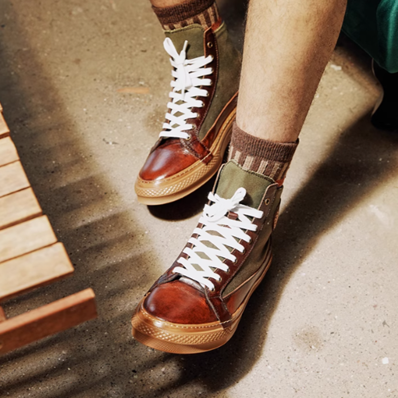 Retro Leather High-Top Biker Boots V0627