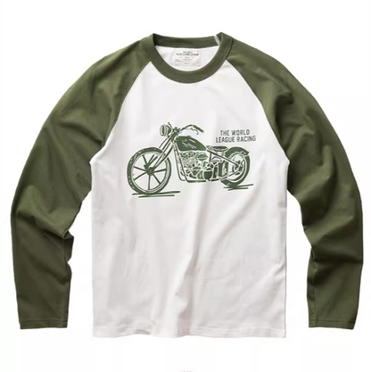 Contrast color bike long sleeve T-shirt V0165