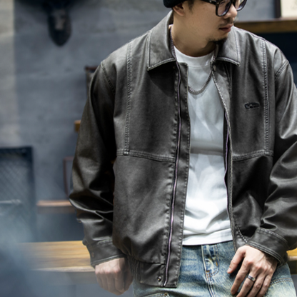Retro Biker PU Jacket V0832