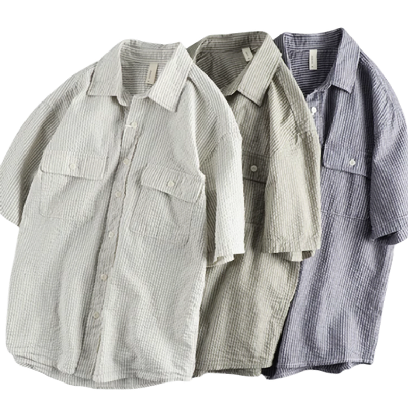 Retro Stripe Work Shirt V0682
