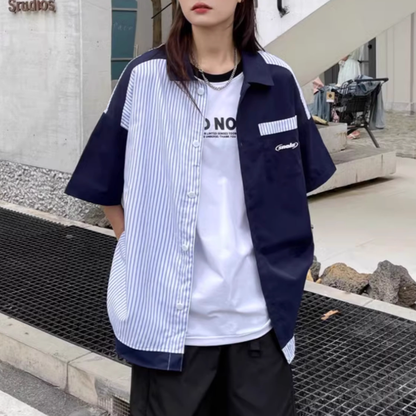 Oversized Striped Shirt V0656