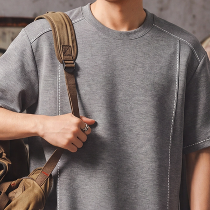 Casual Stitch Round Neck T-Shirt V0966