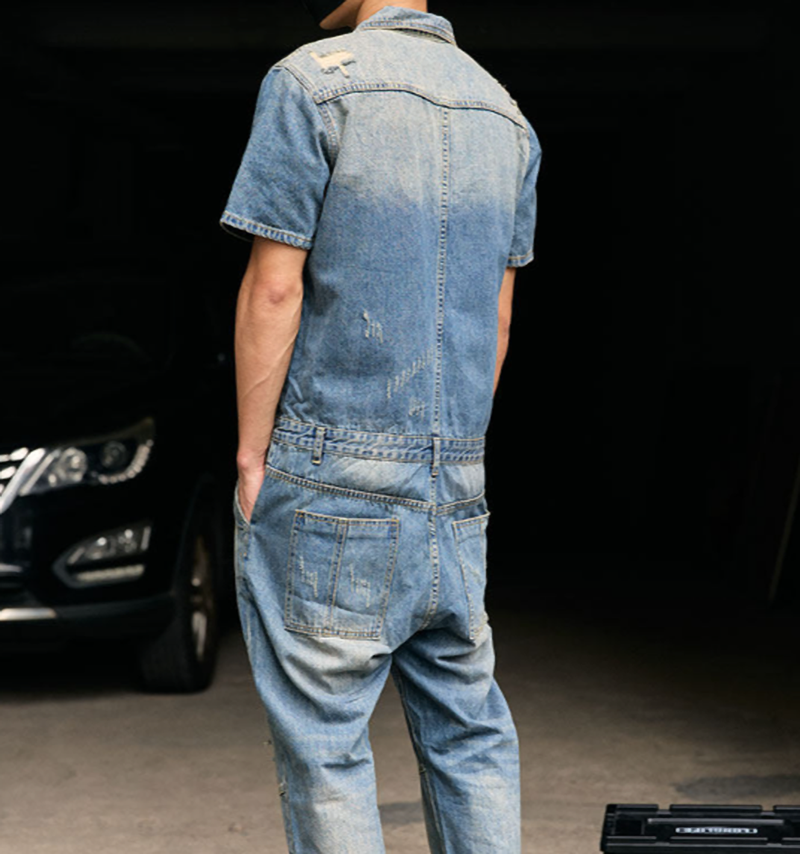 Stylish Distressed Denim Jumpsuit V1006
