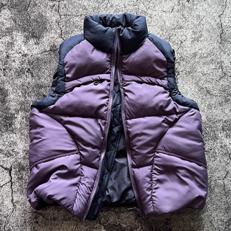 Two-tone padded down vest V0397