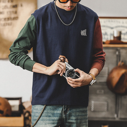 Retro Color Block T-Shirt V0930