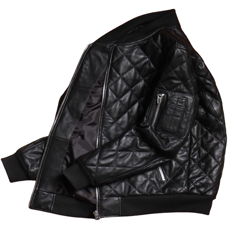 Quilted Casual Leather Jacket V0369