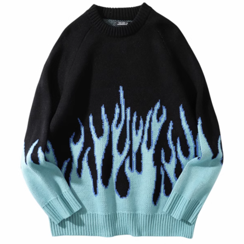 Fire pattern oversized knit V0327