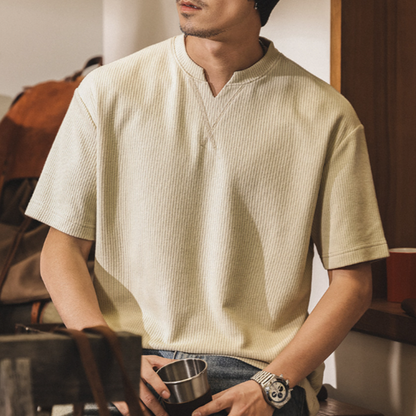 Retro Striped V-Neck T-Shirt V0911