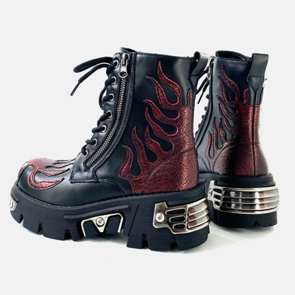 Punk Flame Biker Boots V0927