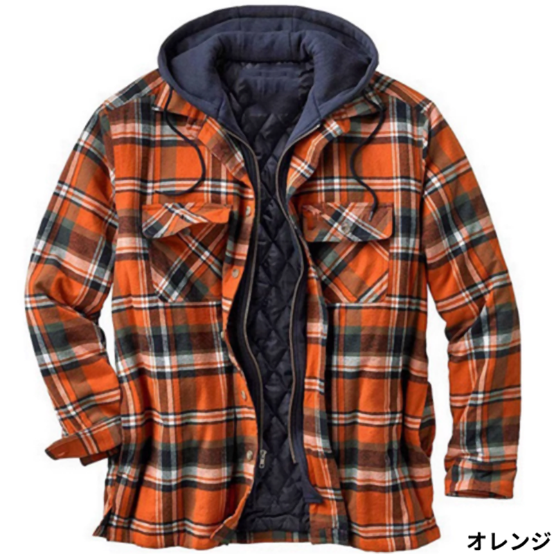 8-color hooded check jacket V0386