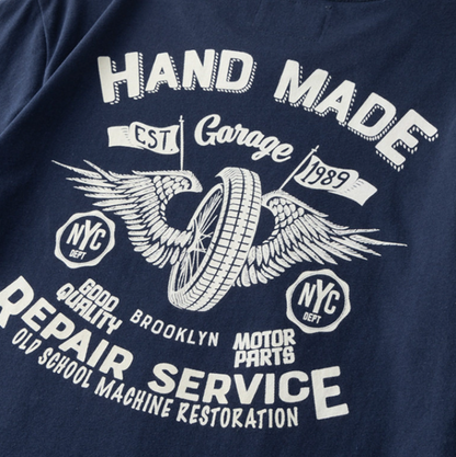 Retro Biker Crew-Neck T-Shirt V0994