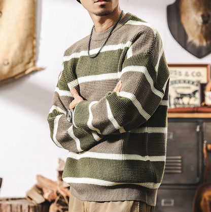 Heavyweight striped waffle knit V0344