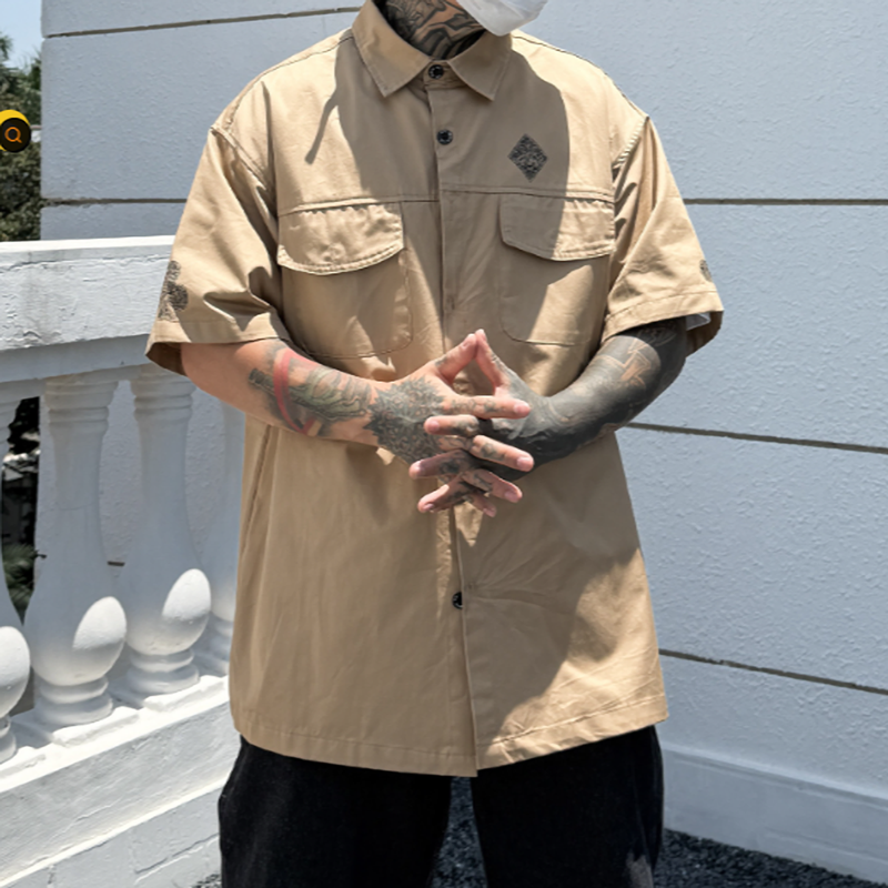 Poker Print Work Shirt V0987