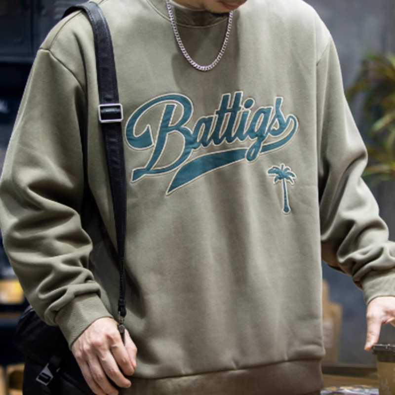 Fleece-lined retro logo sweatshirt V0203