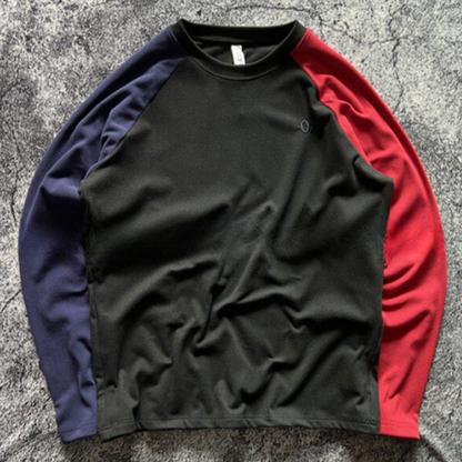 Color Clash Fleece long T-Shirt V0924