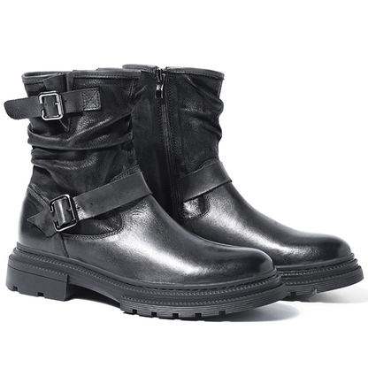 Soft Leather Biker Boots V0434