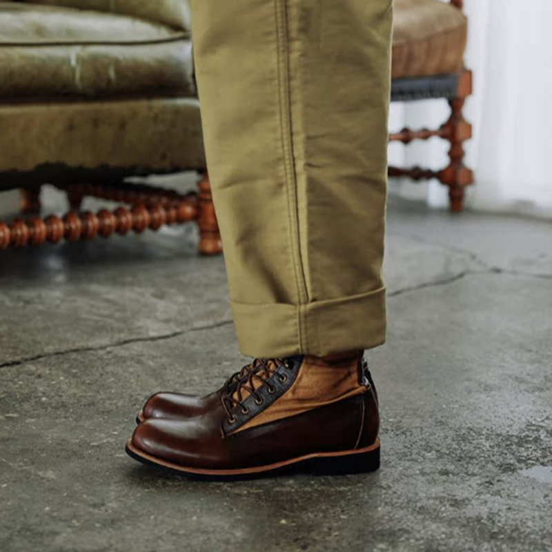 Retro Leather High-Top Boots V0863