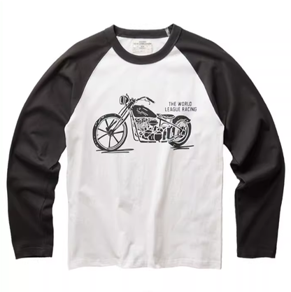 Contrast color bike long sleeve T-shirt V0165