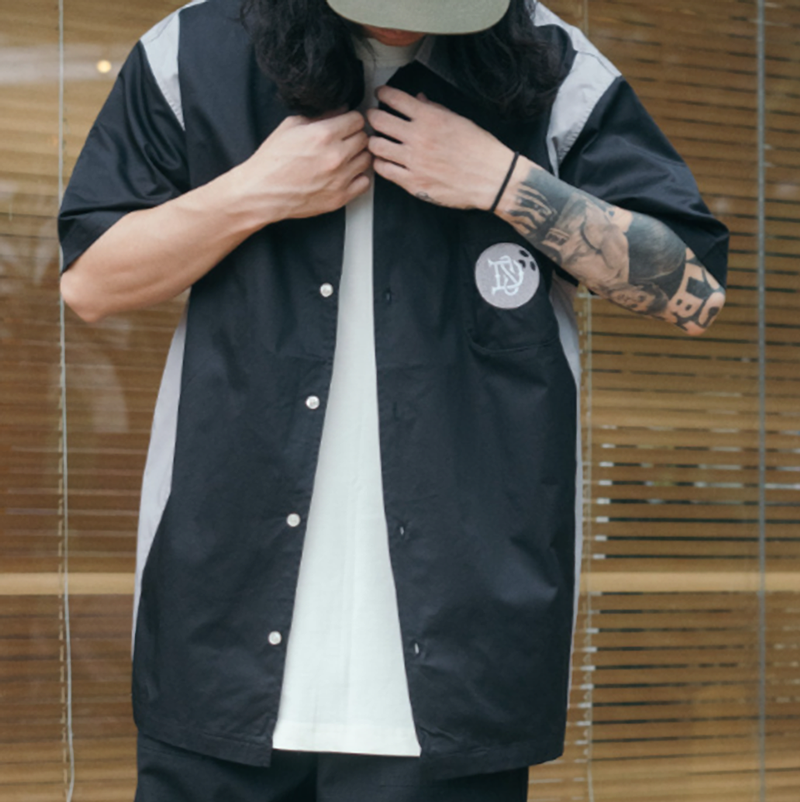 Retro Colorblock Bowling Shirt V0955