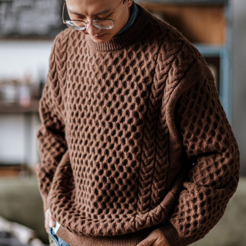 Heavyweight Knit Pullover Sweater V0853