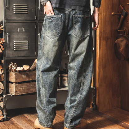 Retro Distressed Wide-Leg Jeans V1056