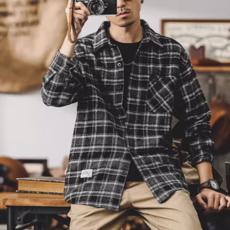 American retro flannel shirt V0115