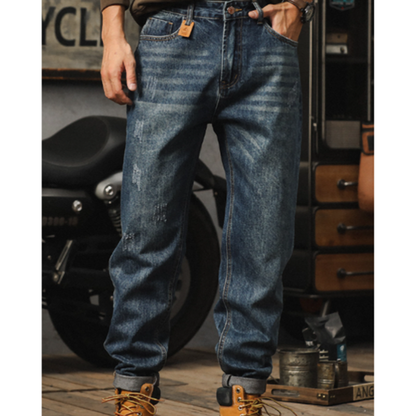 Retro Loose Distressed finish Jeans V0976