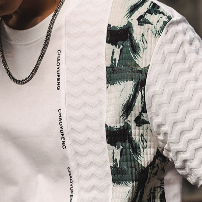 Urban Spliced Cotton T-Shirt V0975