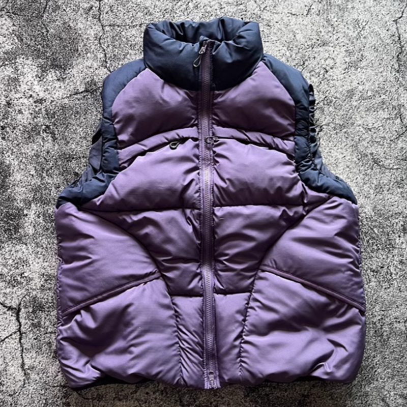 Two-tone padded down vest V0397