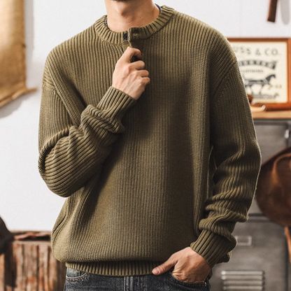 Henley neck ribbed knit V0227