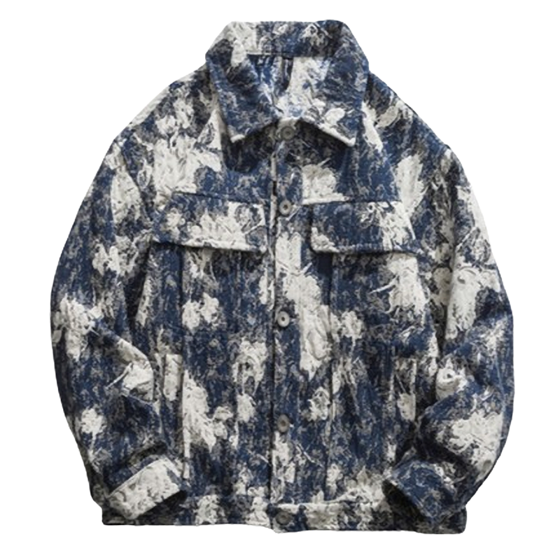 Jacquard retro denim jacket V0331