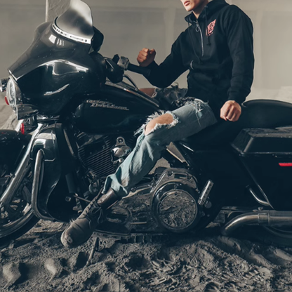 American punk biker zip-up hoodie V0062