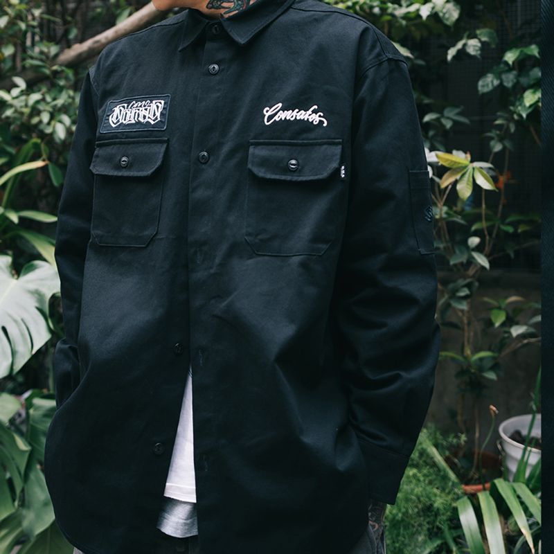 Black Long Sleeve Work Shirt V1050