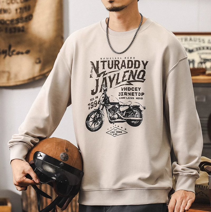 Retro bike print sweatshirt V0225