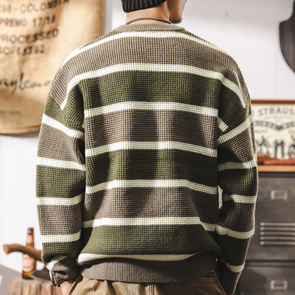 Heavyweight striped waffle knit V0344