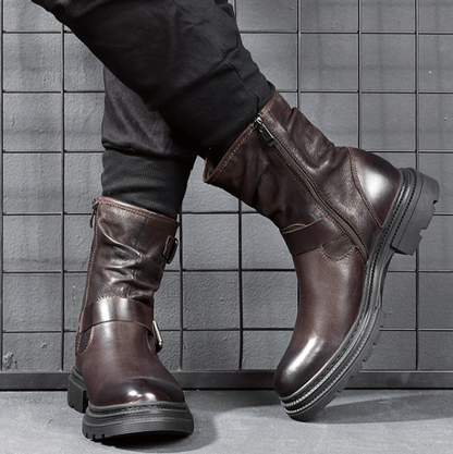 Soft Leather Biker Boots V0434