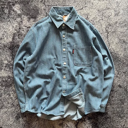 American vintage striped denim shirt V0398