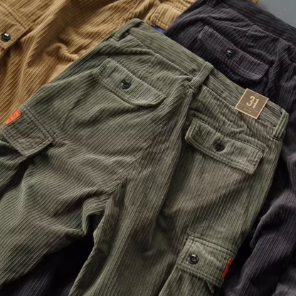 Corduroy cargo jogger pants V0484