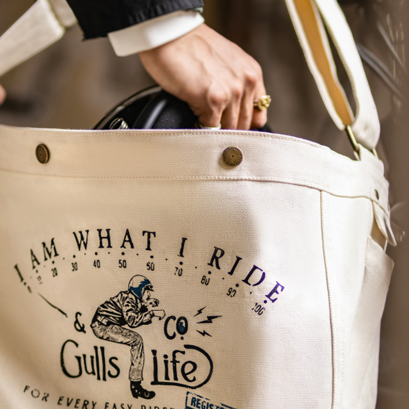 Retro Biker Canvas Tote Bag V0988
