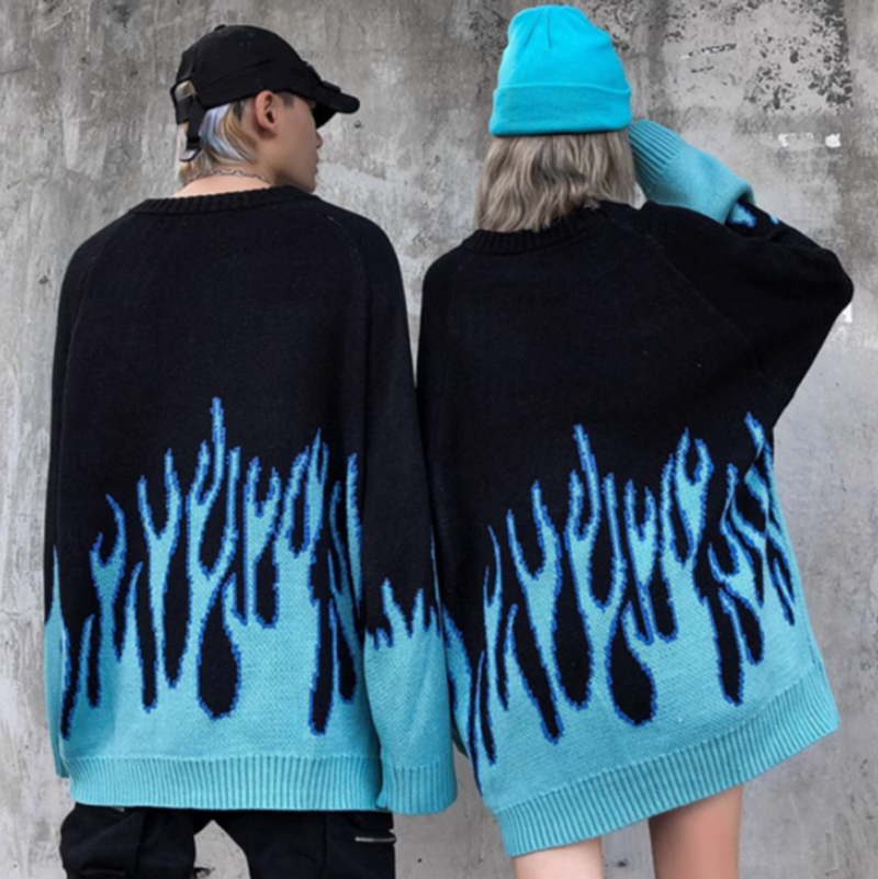 Fire pattern oversized knit V0327