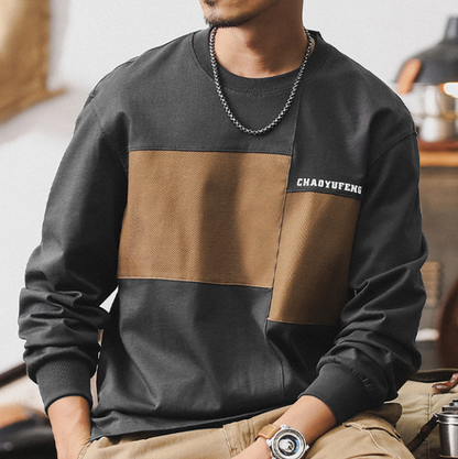 Retro Color Block Long Sleeve T-shirt V0929